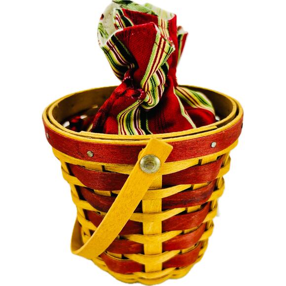 Longaberger PEPPERMINT STRIPE Red Tree Trimming Lid Liner Protector Tie-on Box - Picture 4 of 9